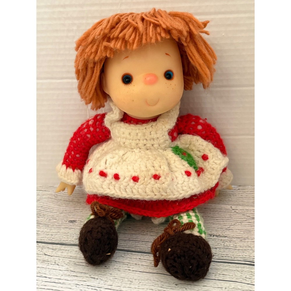 Vintage Strawberry Shortcake Doll Vinyl Face Yarn Hair Handmade Crochet Outfit
